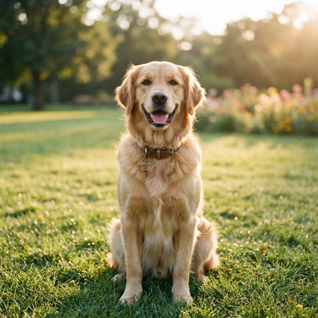 Happy dog waiting for adoption